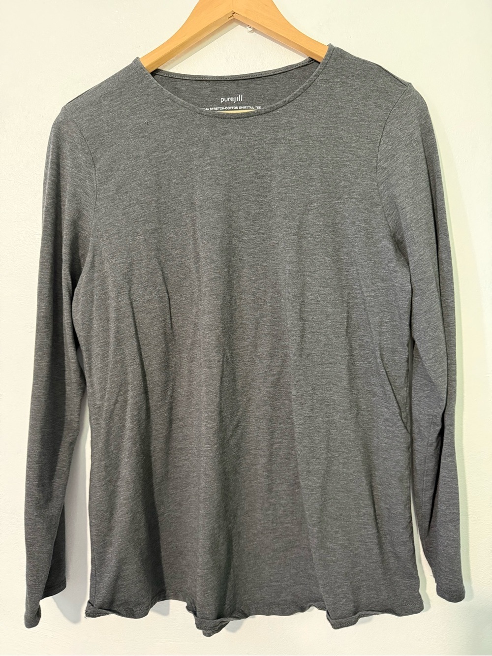 Purejill Gray Pima Stretch-cotton shirttail tee medium